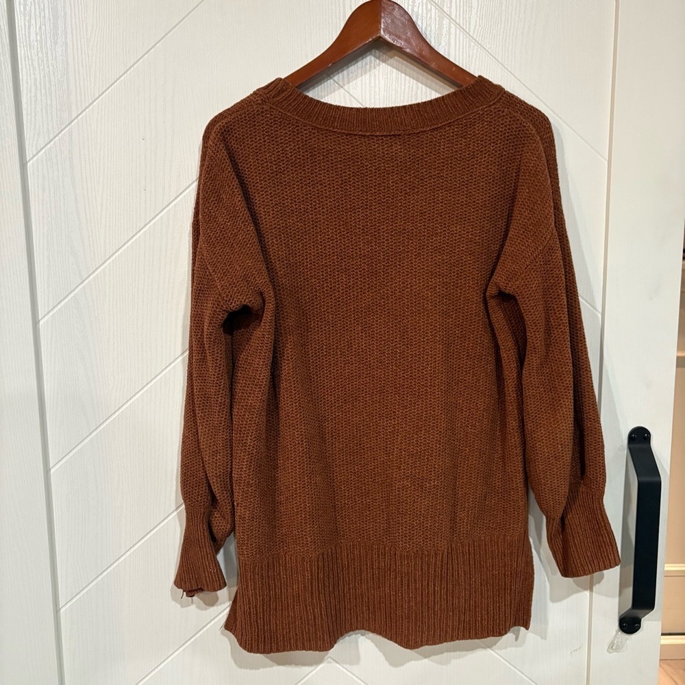 Pink Rose terra cotta Chenille Knit Sweater cozy, cottage , fall winter/90s - Picture 5 of 5